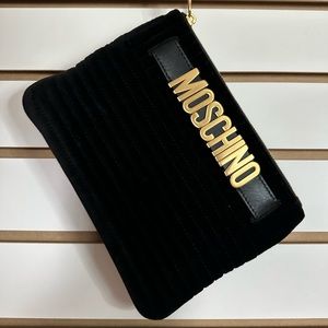 MOSCHINO black velvet wristlet